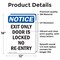 Signmission Exit Sign, Vinyl Decal, 12 in W, 18 in H, Exit Only Door Is Locked No Re-Entry OS-2PACK-NS-D-1218-V-12227 - alternate 3